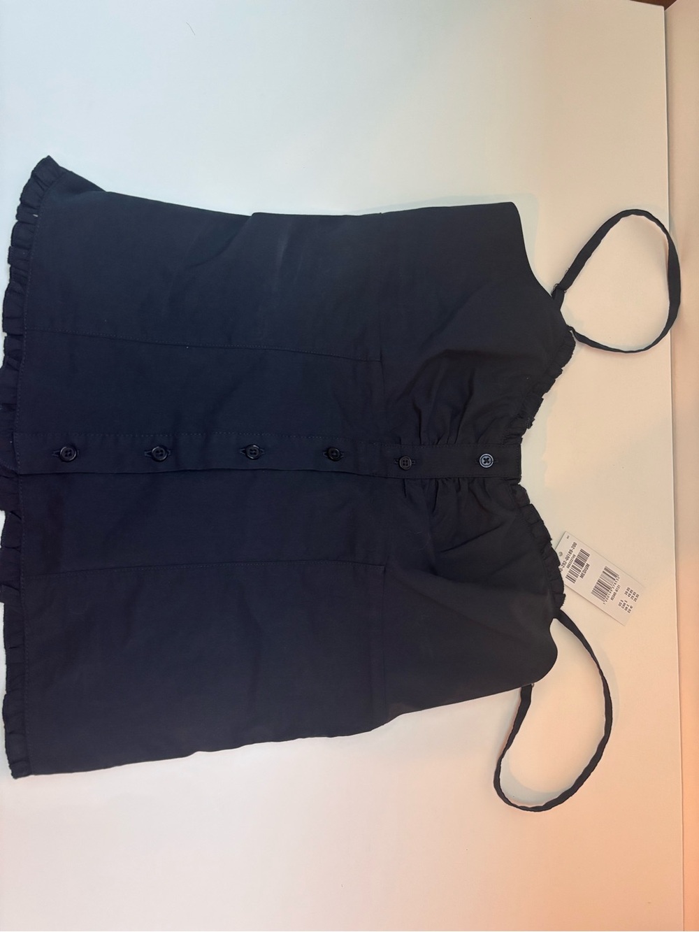 Hollister - Black Spaghetti Strap Ruffle-Trim Tank